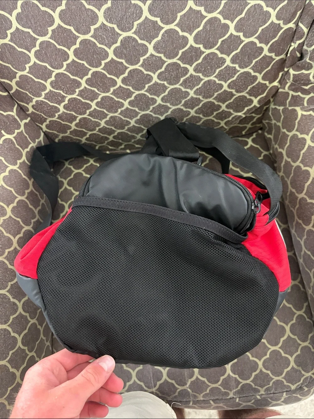 Nike Red and Black Gym Duffel with White Swoosh